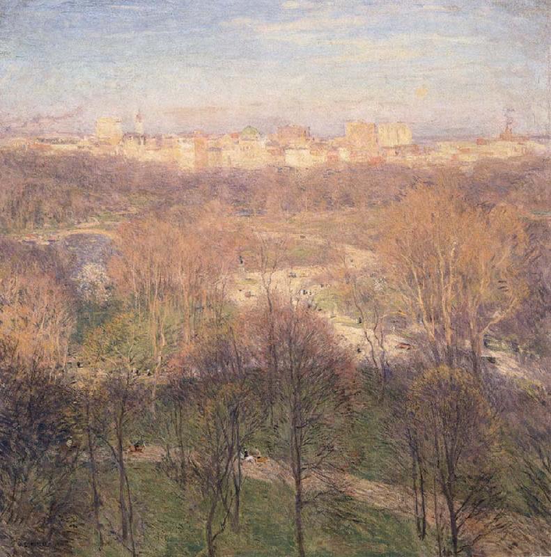 Metcalf, Willard Leroy Early Spring Afternoon,Central Park Norge oil painting art